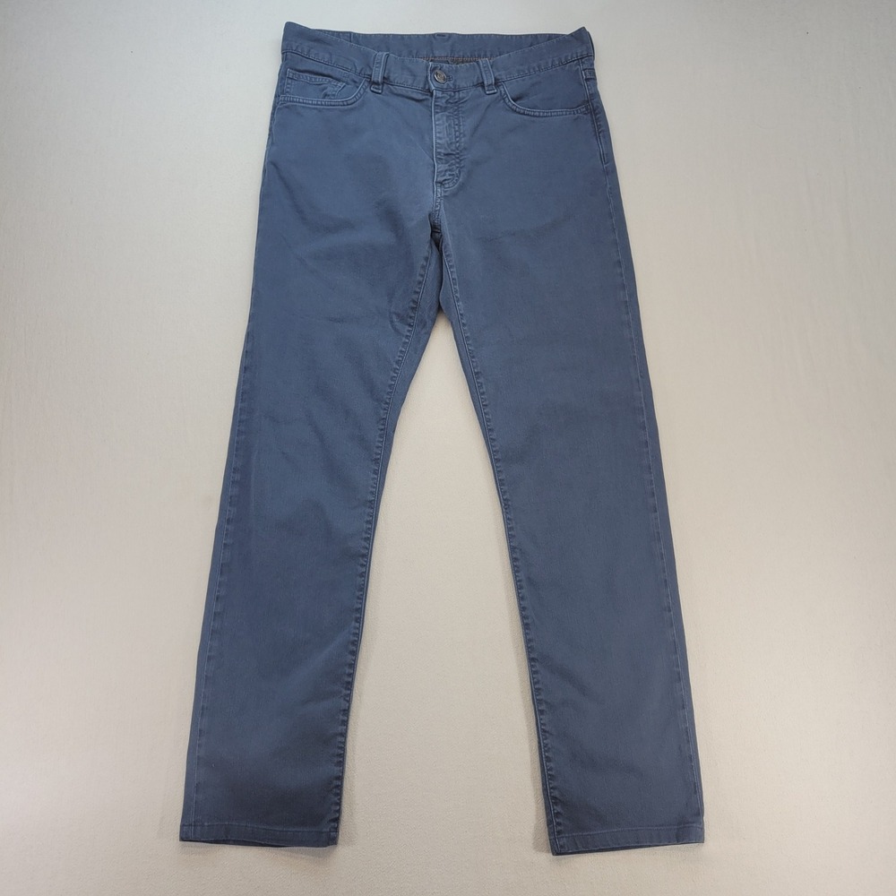 Zegna Chino Pants Trousers Mens 32 Blue Slim Fit Cotton Stretch Five-Pocket